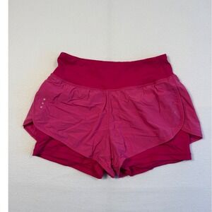 Barbiecore Soothfeel 2-in-1 Running Shorts Womens Sm Hot Pink Workout Zip Pocket